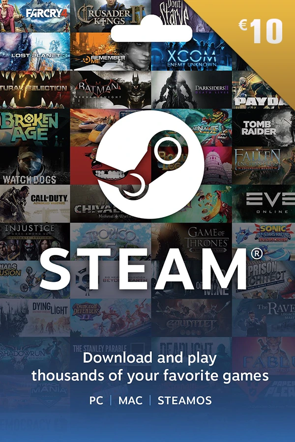 Steam Wallet Gift Card 10 EUR - EU Steam Wallet Keys - Europe