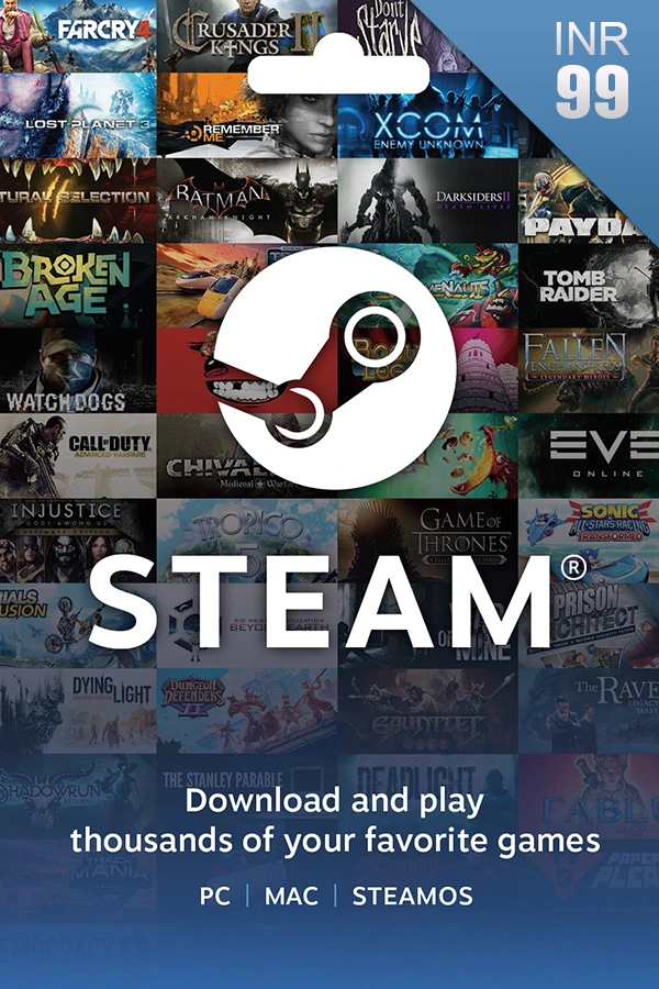 Steam Wallet Gift Card 99 INR - IN Steam Wallet Keys - India