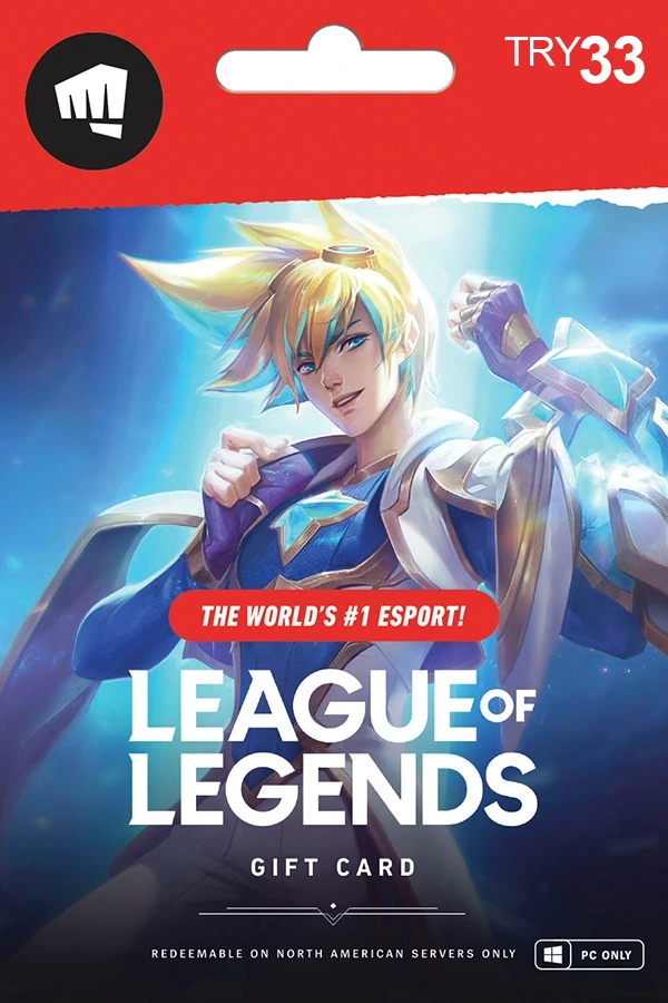 League of Legends Gift Card - 33 TRY - Riot Points Key - Turkey