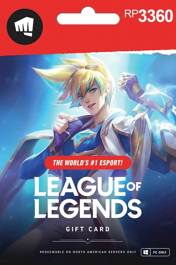 League of Legends Gift Card 3360 Riot Points - KR League of Legends RP Keys - Korea