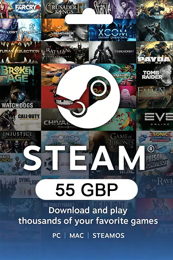 Steam Wallet Gift Card 55 GBP Steam Key UNITED KINGDOM