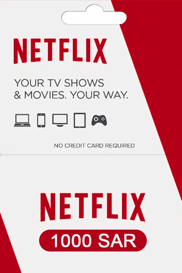 Netflix Gift Card 1000 SAR Key SAUDI ARABIA