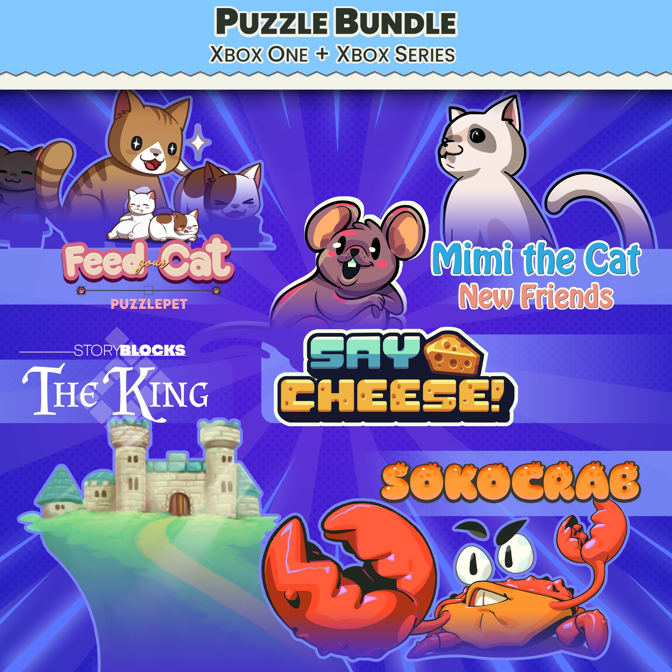 Puzzle Bundle Xbox - PuzzlePet - Feed Your Cat, Say Cheese, Mimi the Cat: New Friends, Story Blocks: The King and Sokocrab - Xbox live key - South Africa