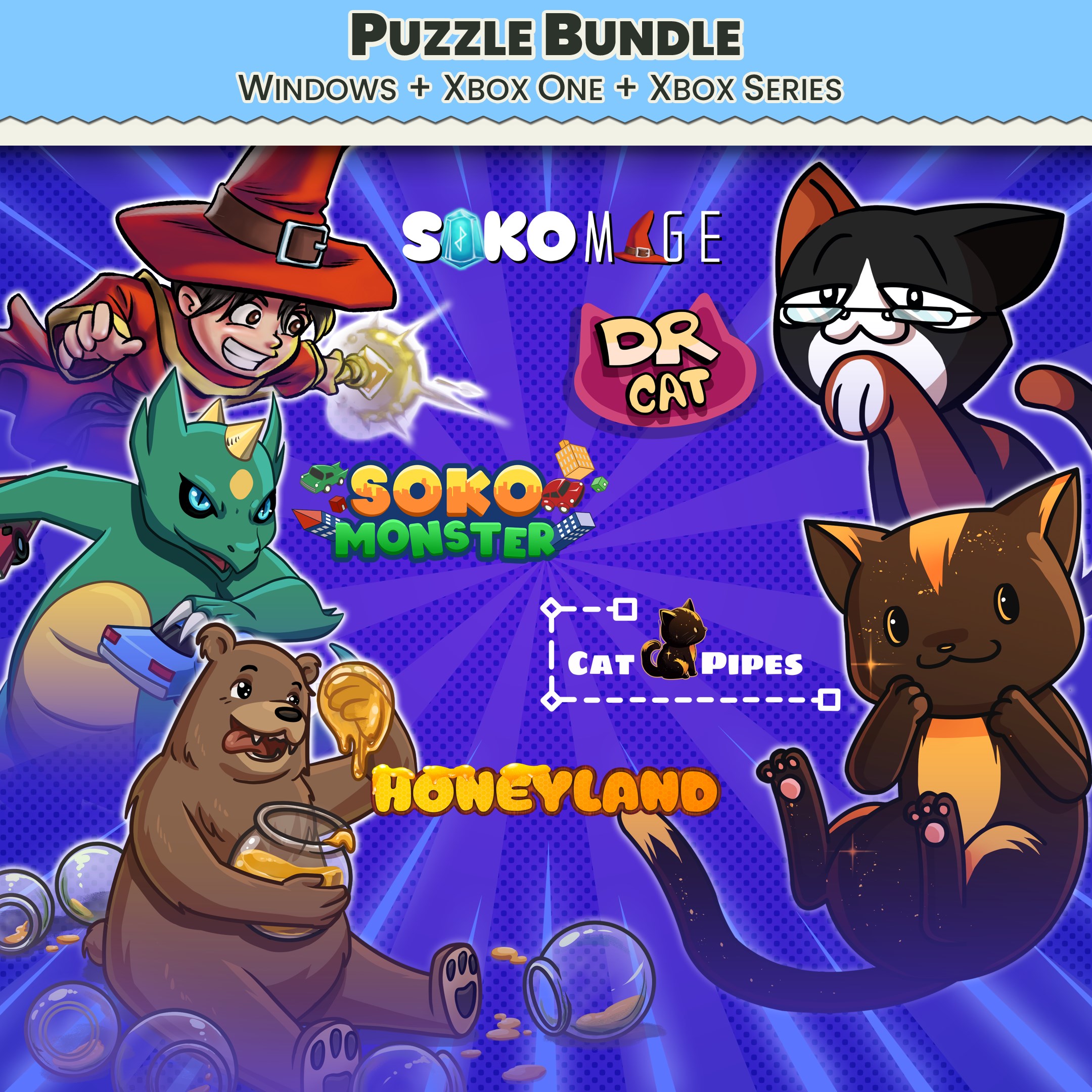 Puzzle Bundle Xbox and Windows - HoneyLand, Sokomage, Sokomonster and Doctor Cat! - Xbox live key - United States